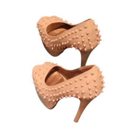 RCK BELLA Ladies Stiletto Khaki Spiked Heels Size 7 - Picture 2 of 14